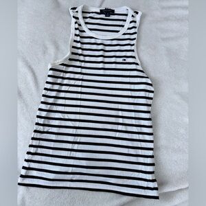 Tommy Hilfiger Black and White Striped Tank Top